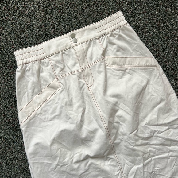 White & Tan Stitching Cotton Modest Baggy Oversized Cargo Casual Jean Skirt XL - Picture 6 of 16